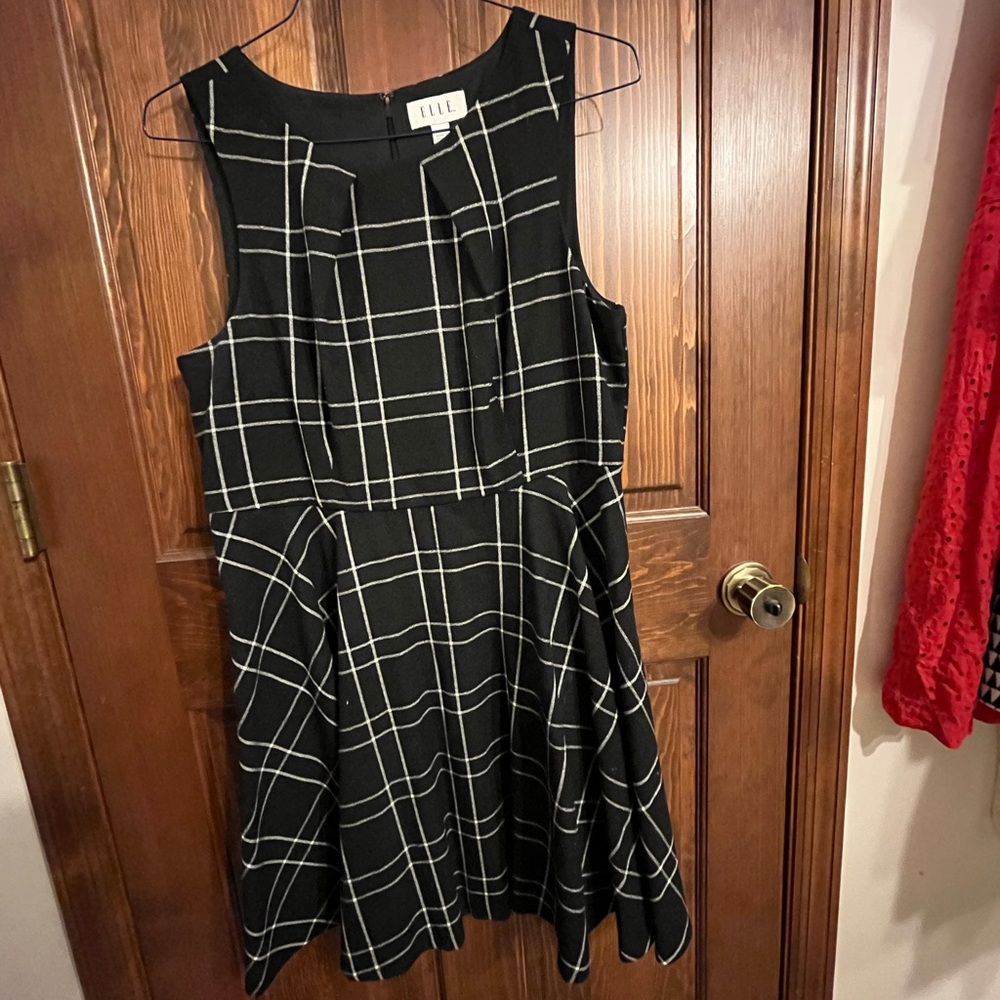 Elle size 16 (2 dresses) one red plaid, one black plaid circle skirt